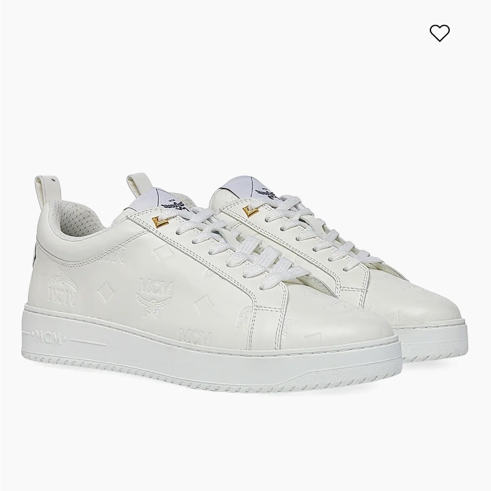 MCM Men's Neo Terrain Embossed Monogram Leather Sneakers in White EU 44 US 11 - Picture 12 of 14